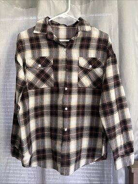 Classic Women’s Brown Plaid Button-Up Shirt